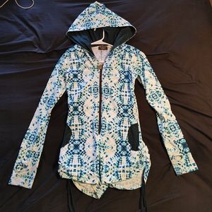 Hoodie Romper blue geometric tye dye